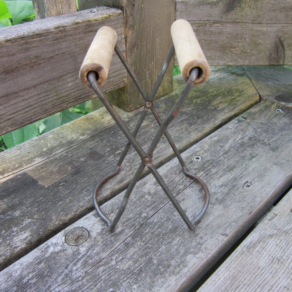 Vintage Canning Jar Lifter Wood Handles for Home Canning, Latex-Free 1950s